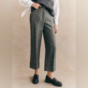 Sézane Damon Trousers - Mottled Grey Wool (sz 8 / 40)